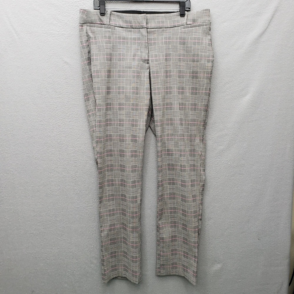 Lane Bryant Allie Stretch Waist Dress Pants Black Mixed Plaid Office Career 16